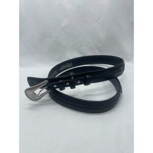 Nocona Men's Black Leather Belt Size 42 Double Tongue